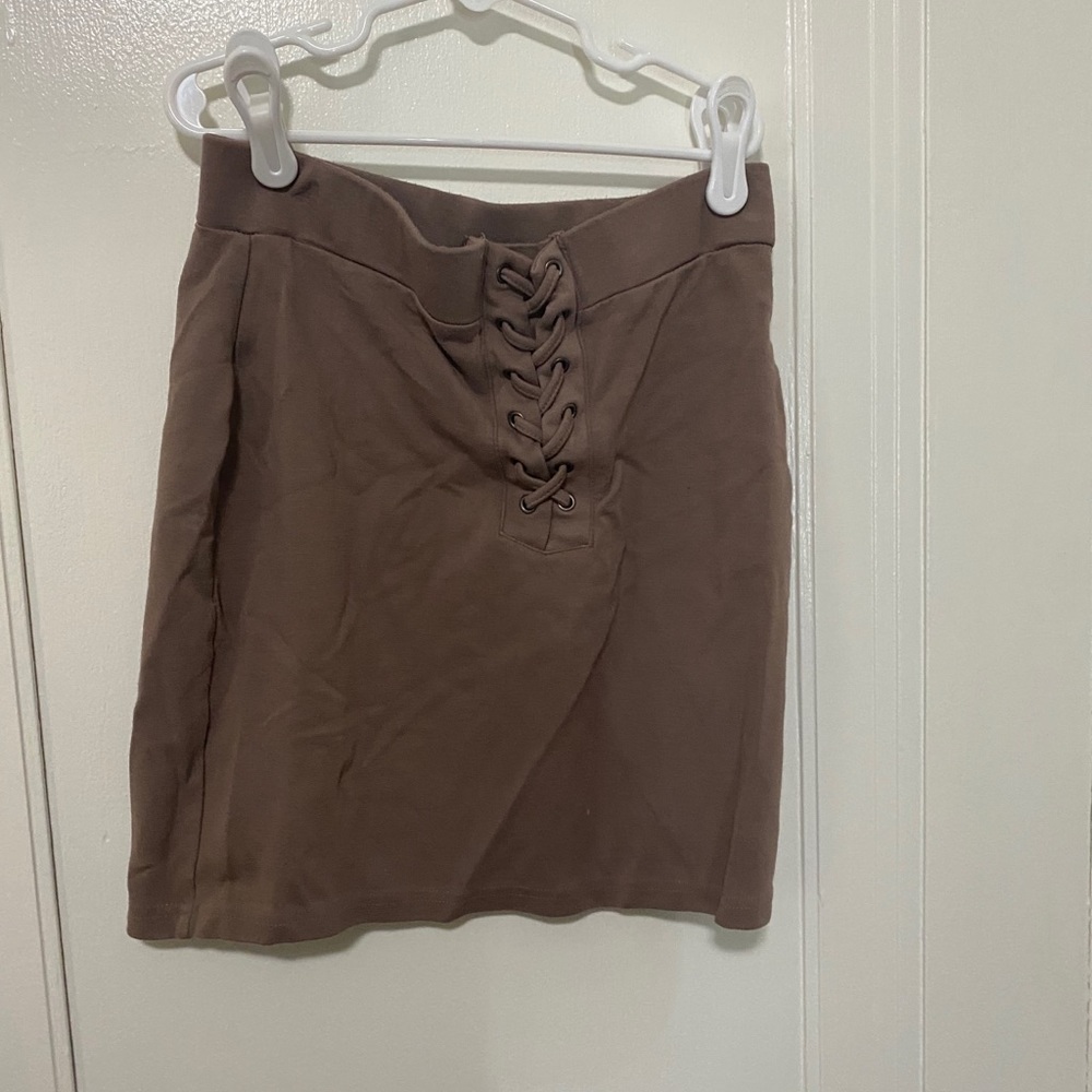 Brown lace up skirt